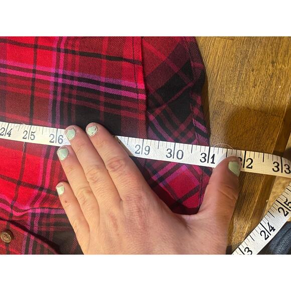J. Jill Soft Button-Front Plaid Tunic Scarlet Multi Medium Tall Cozy Transition - Picture 8 of 10